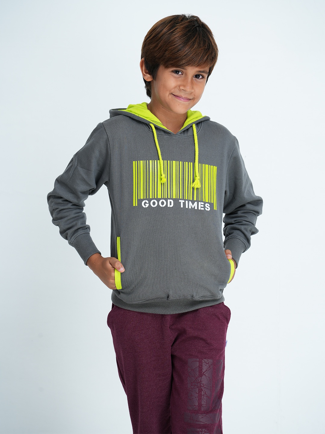 

mackly Boys Grey Hooded Sweatshirt
