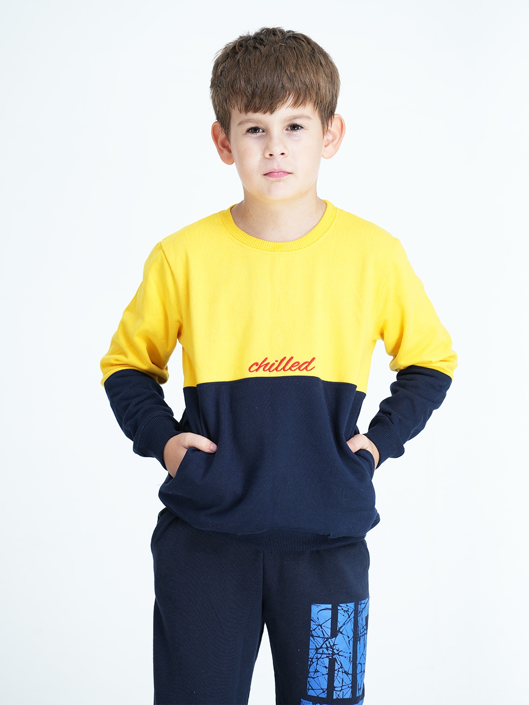 

mackly Boys Yellow Colourblocked Sweatshirt