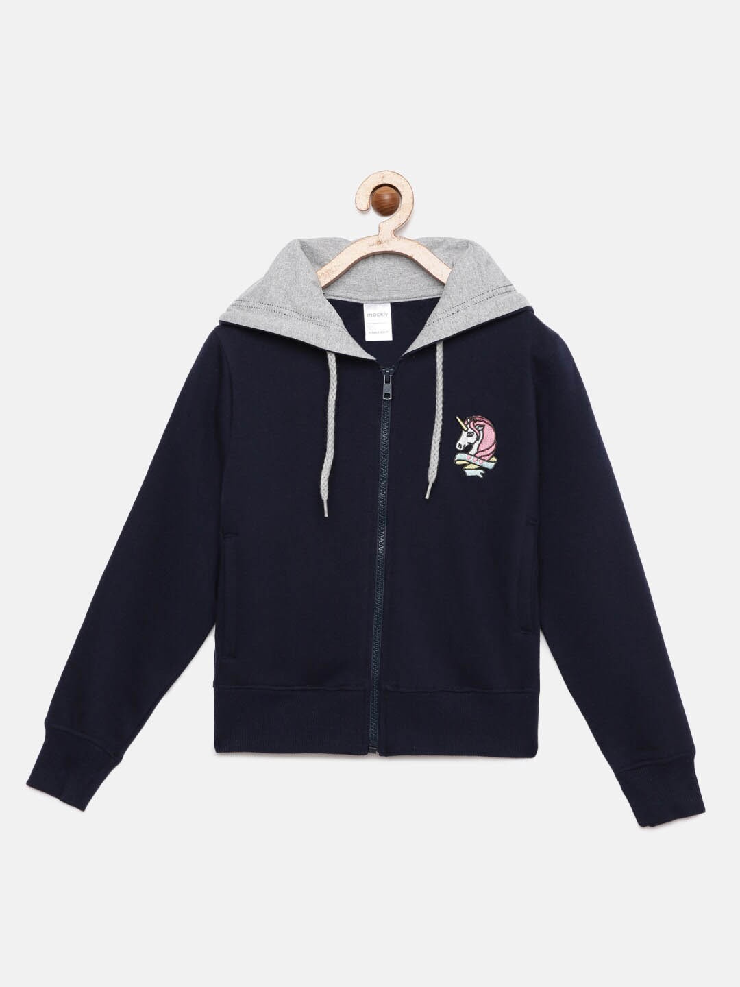

mackly Girls Navy Blue Hooded Sweatshirt