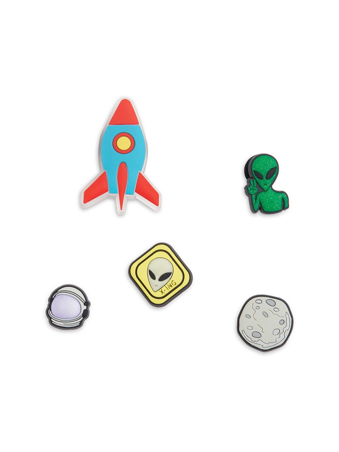 

Crocs Multi Set Of 5 Green & Grey Outer Space Jibbitz Shoe Charms