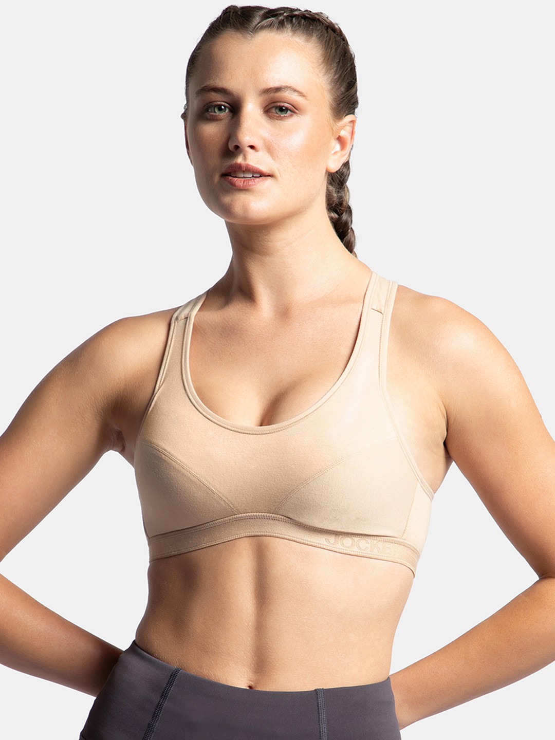 

Jockey Wirefree Padded Full Coverage Racer Back Active Bra-1378, Beige