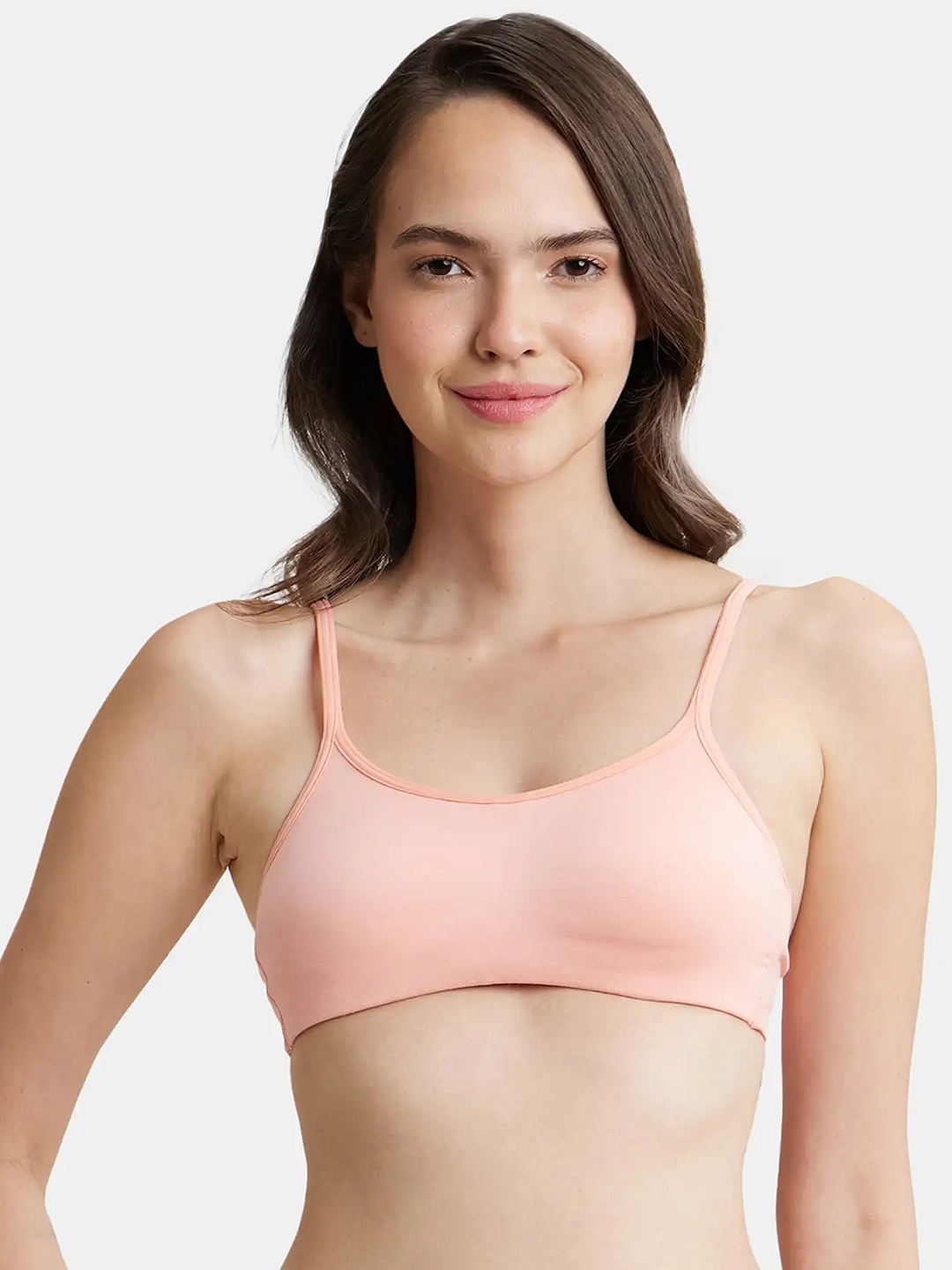 

Jockey Wirefree Non Padded Cotton Full Coverage Beginners Bra with Adjustable Straps -SS12, Pink