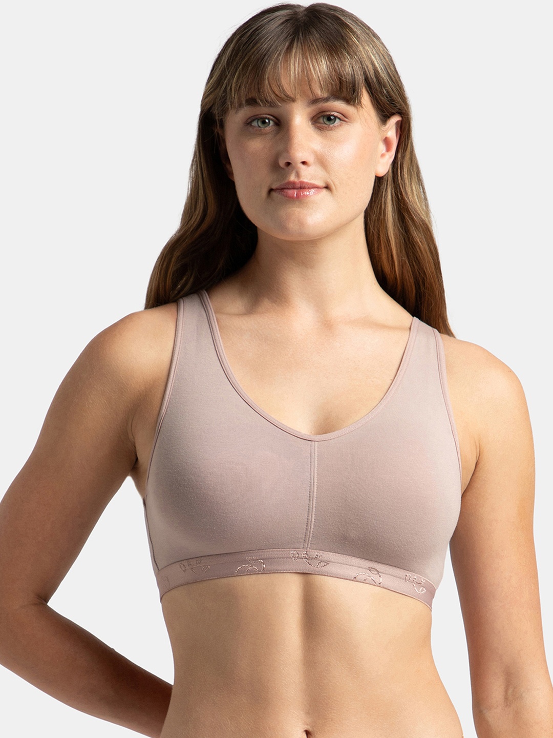 

Jockey Wirefree Padded Cotton Full Coverage Sleep Bra with Removable Pads-ES04, Beige