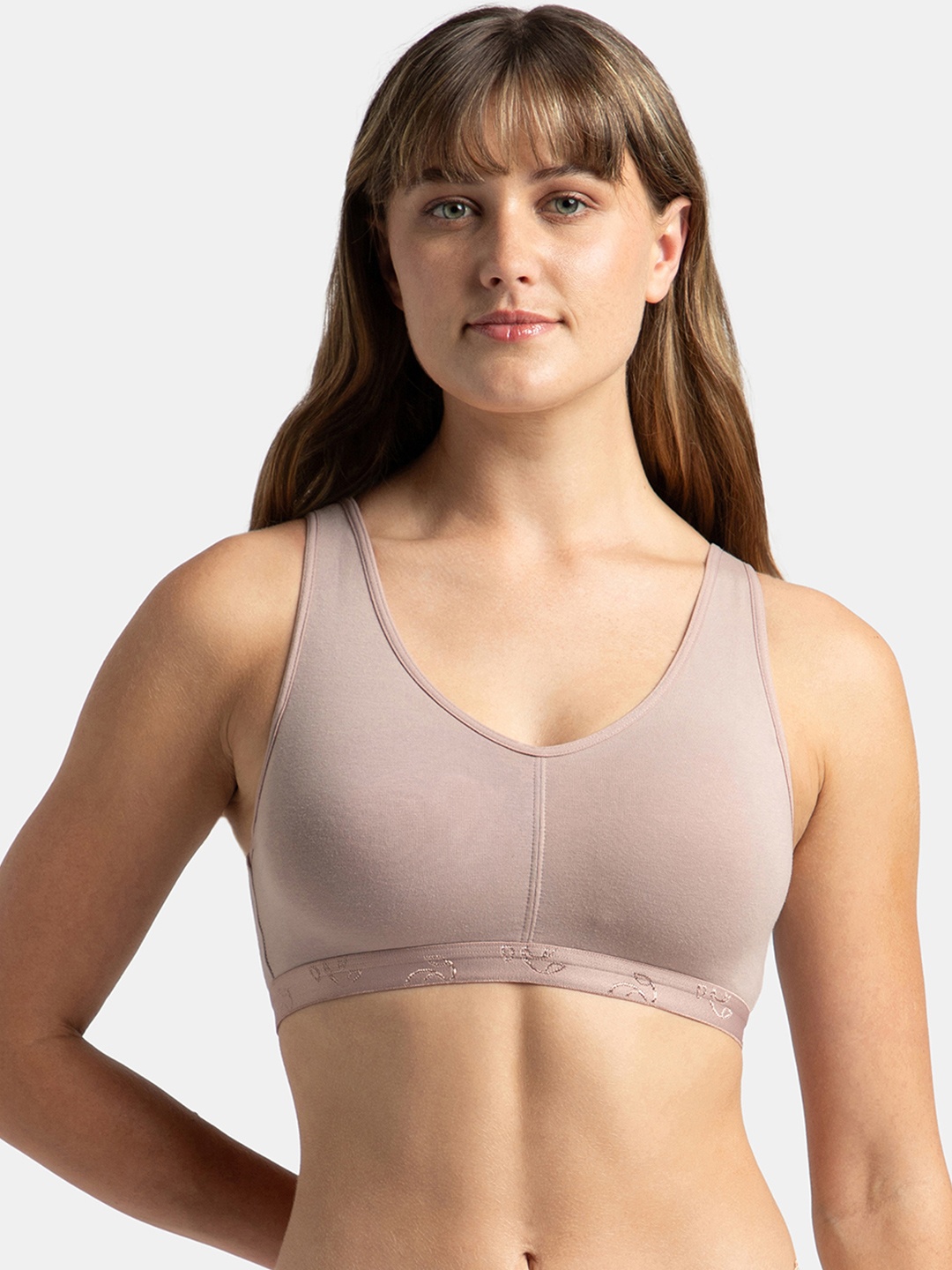 

Jockey Wirefree Padded Cotton Full Coverage Sleep Bra with Removable Pads-ES04, Beige