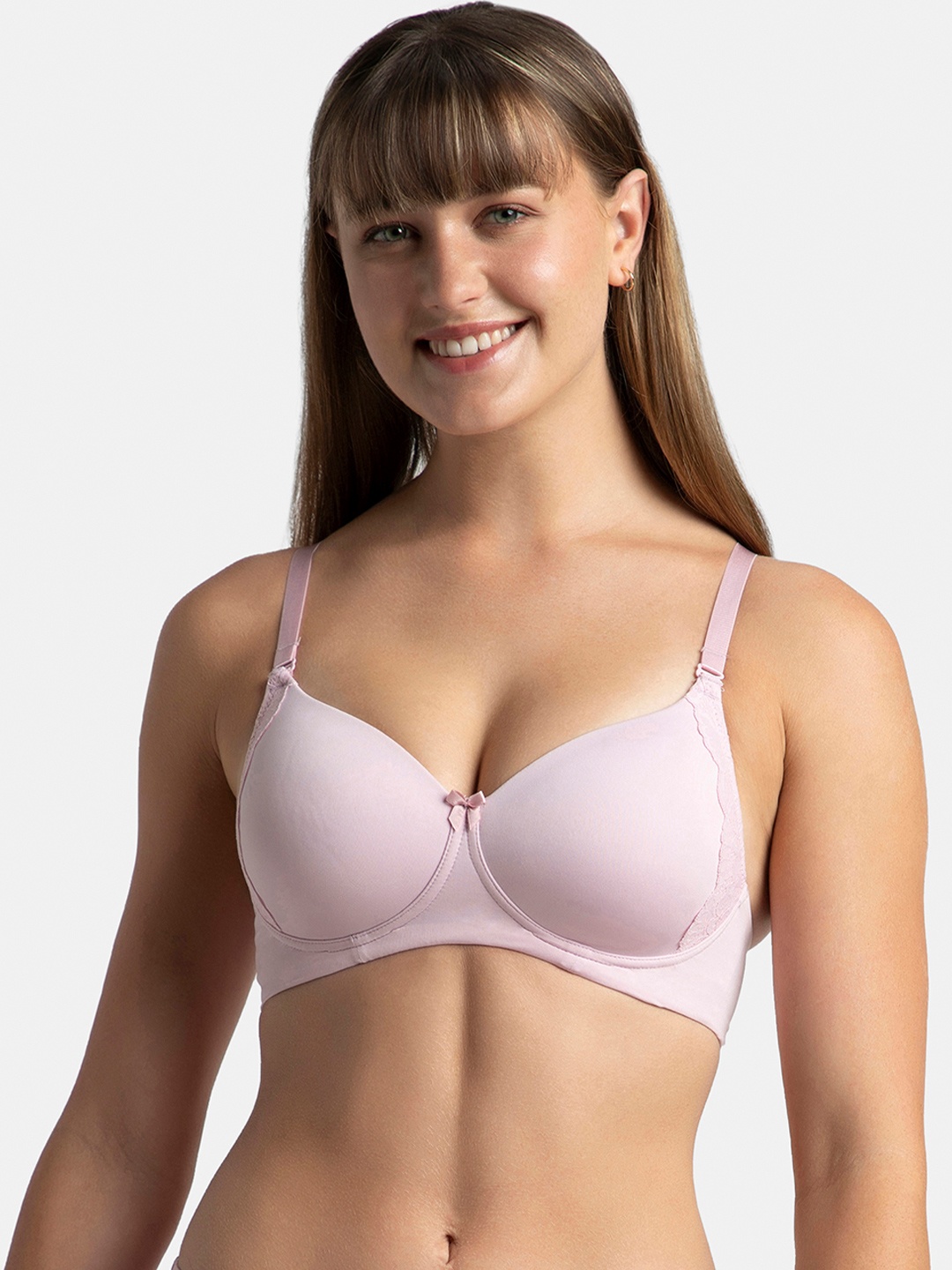 

Jockey Wirefree Padded Soft Touch Full Coverage Multiway Styling Tshirt Bra-1816, Pink