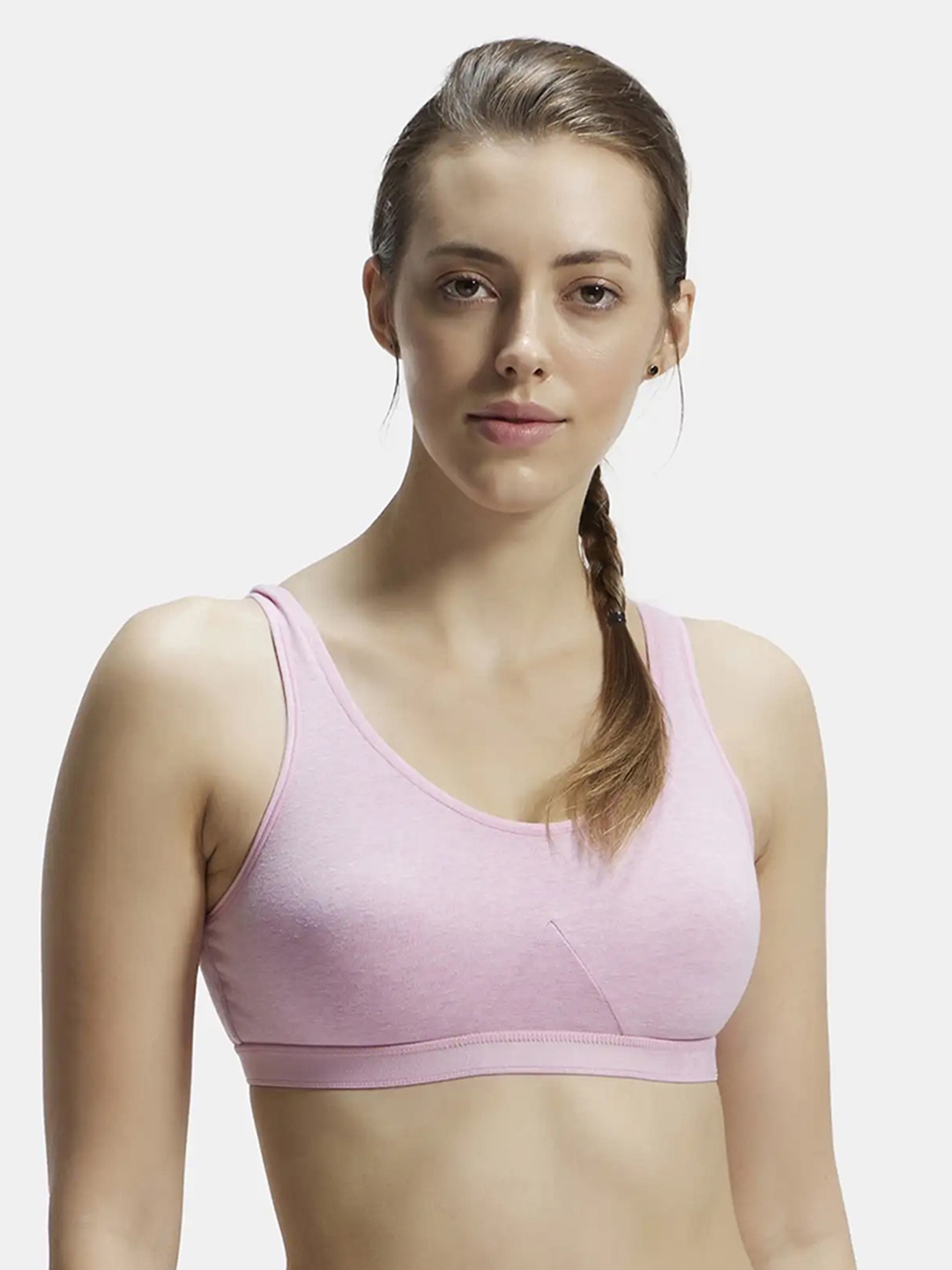 

Jockey Wirefree Non Padded Full Coverage SlipOn Active Bra-1376, Pink