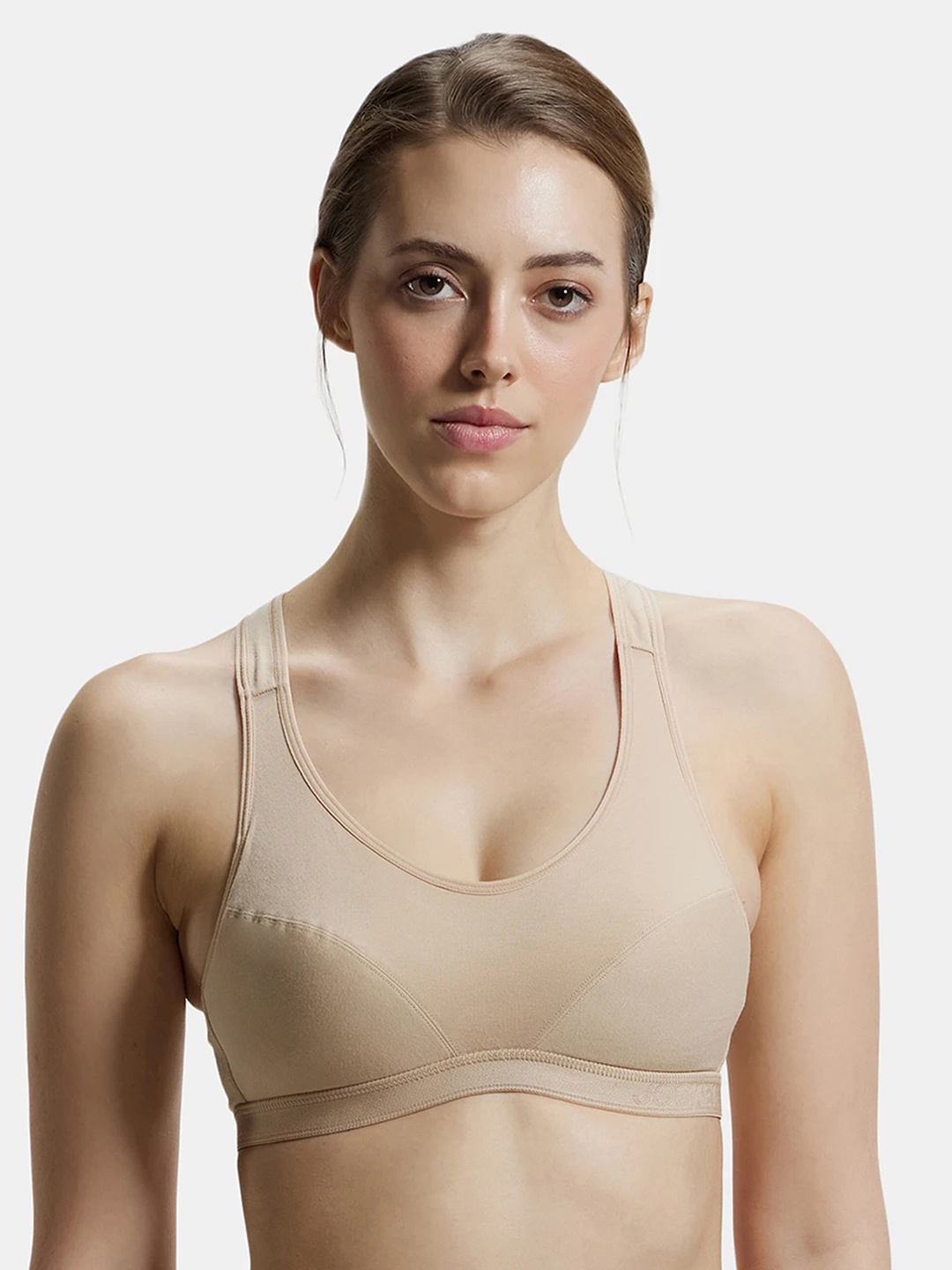 

Jockey Wirefree Padded Full Coverage Racer Back Active Bra-1378, Beige