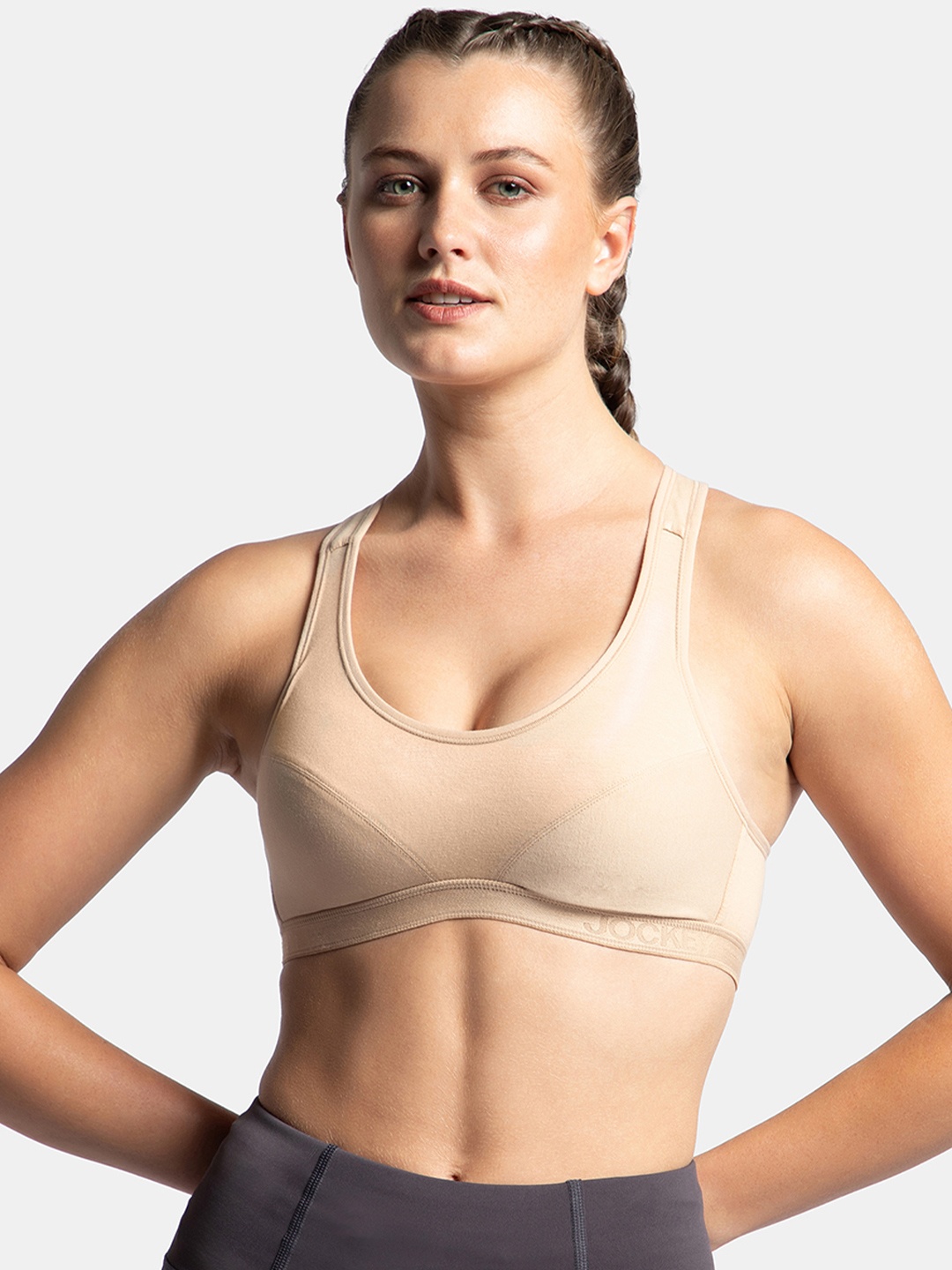 

Jockey Wirefree Padded Full Coverage Racer Back Active Bra-1378, Beige