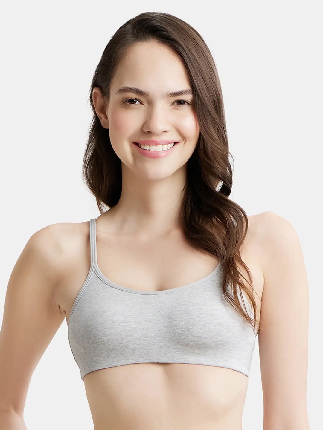 

Jockey Wirefree Non Padded Cotton Full Coverage Beginners Bra with Adjustable Straps -SS12, Grey