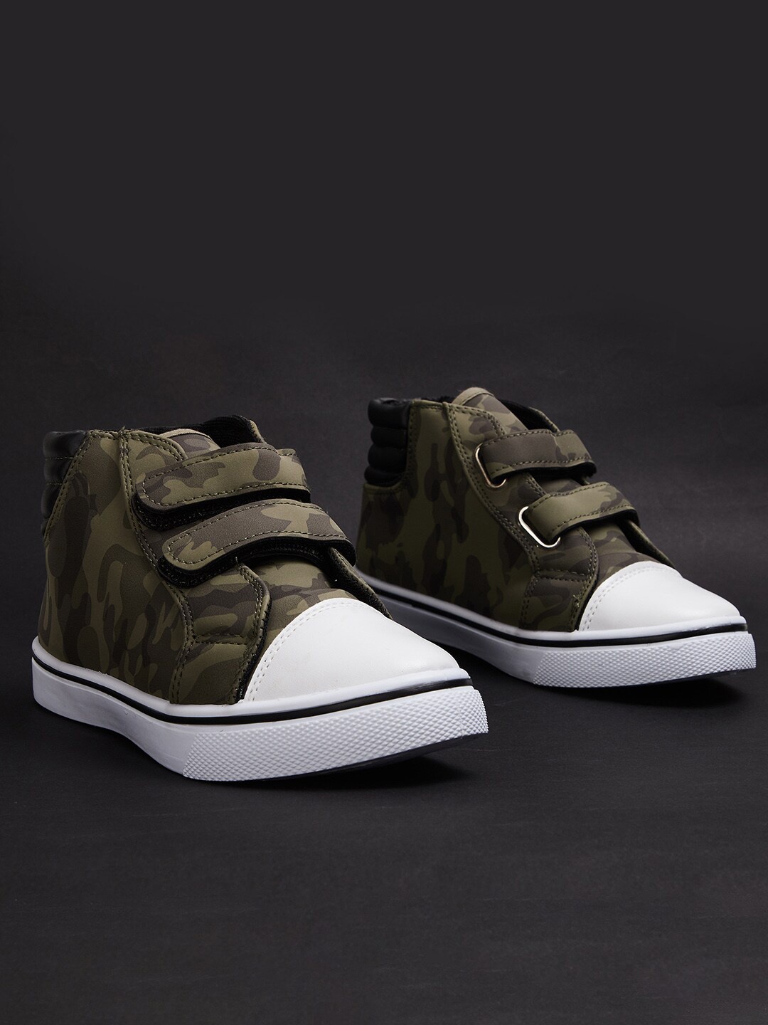 

Fame Forever by Lifestyle Boys Olive Green Printed PU Slip-On Sneakers