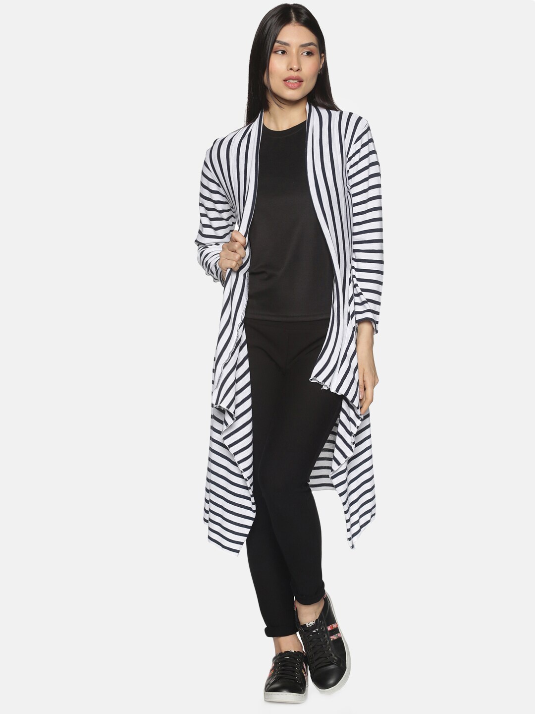 

UrGear Women White & Black Striped Shrug