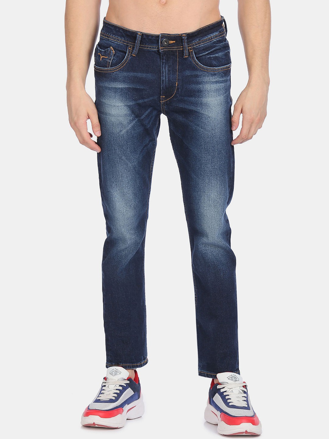 

Flying Machine Men Blue Slim Fit Low Distress Heavy Fade Jeans