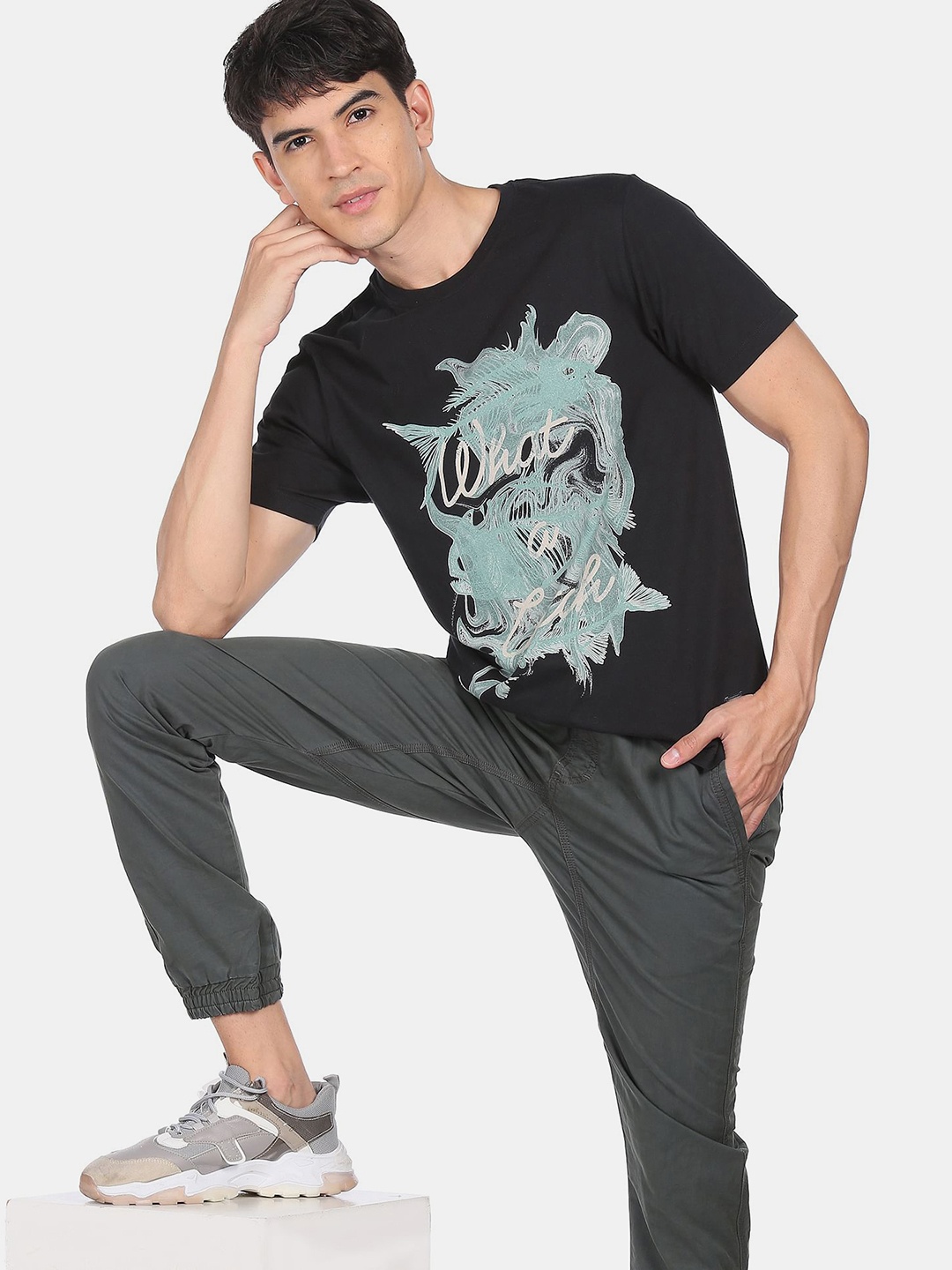 

Flying Machine Men Black Printed T-shirt