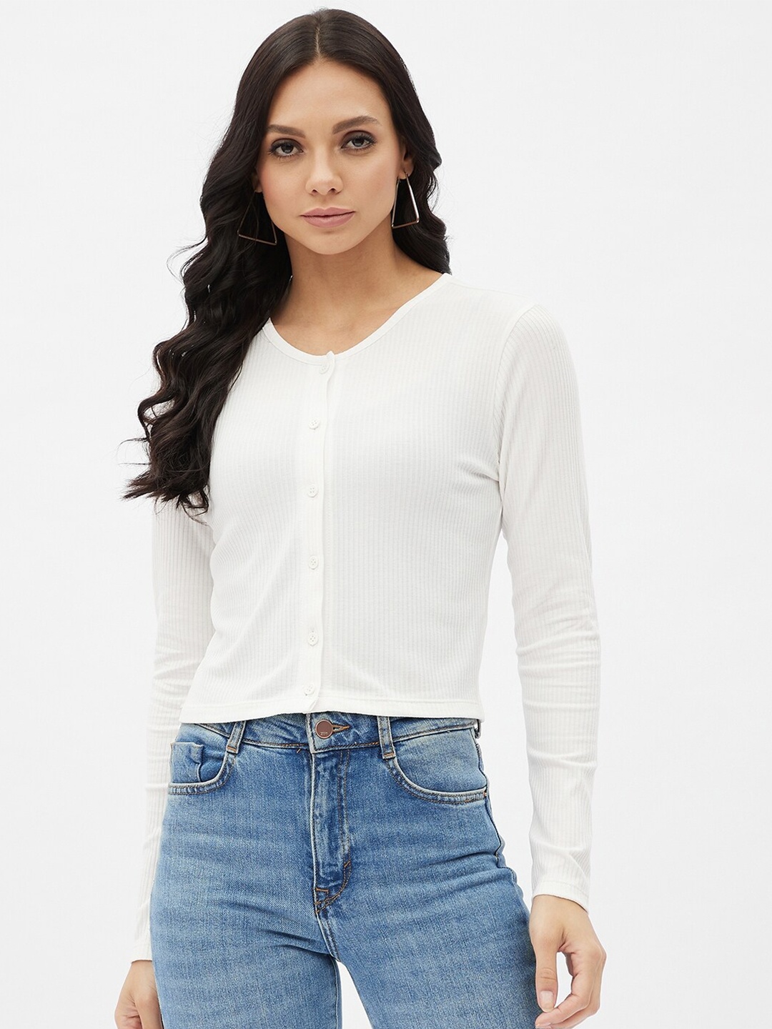 

Harpa White Fitted Crop Top