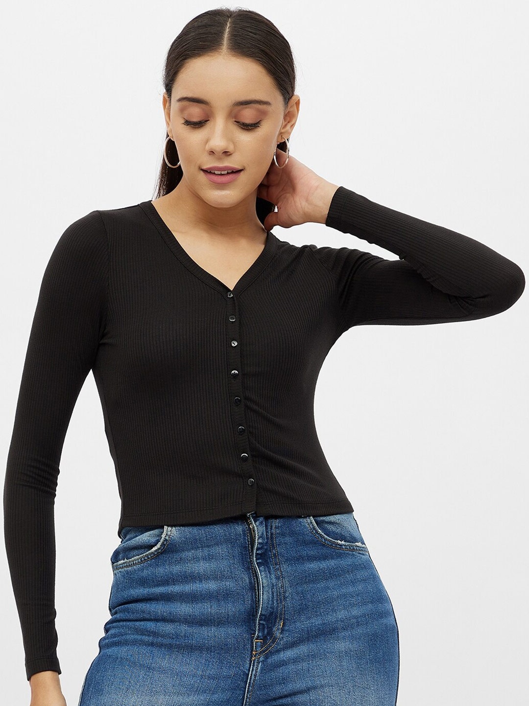 

Harpa Woman Black Fitted Top