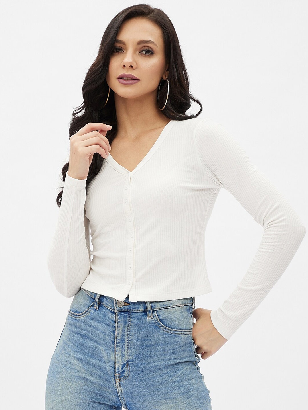 

Harpa White Regular Crop Top