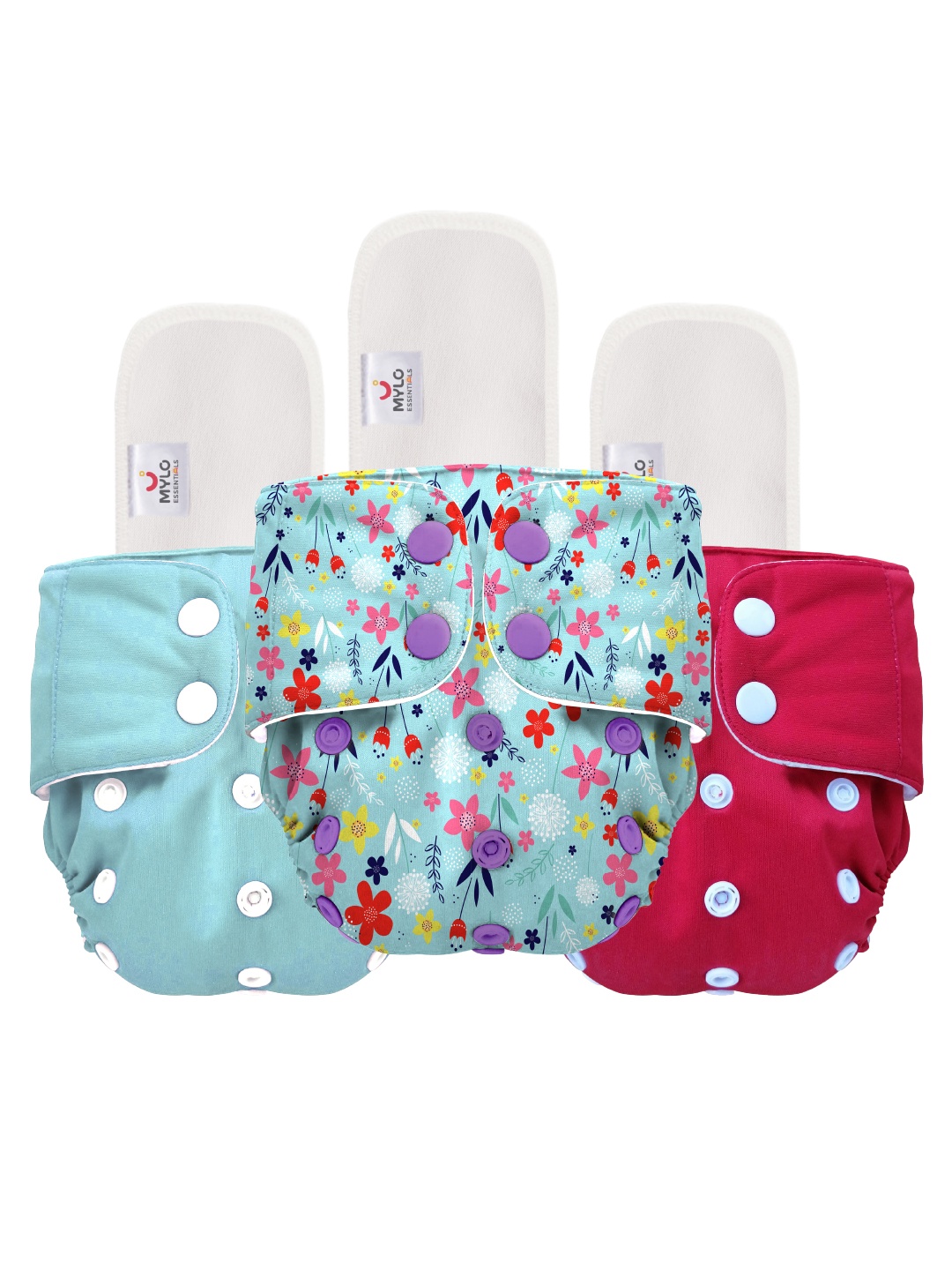 

Mylo Kids Pack Of 3 Printed Reusable Cloth Diapers, Red
