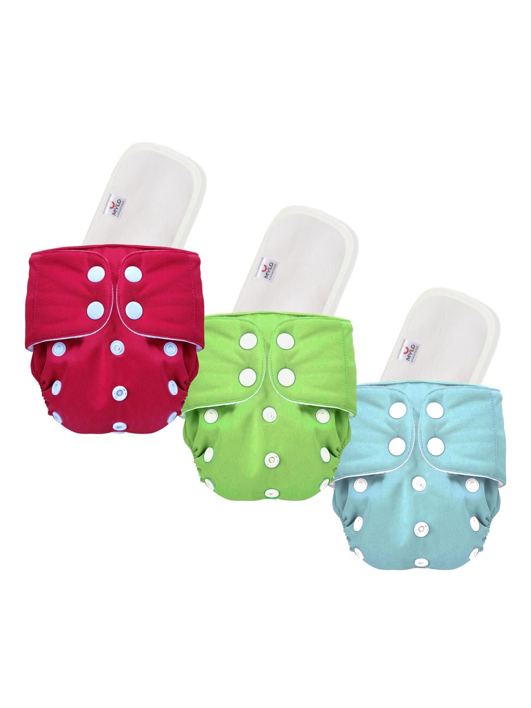

Mylo Unisex Kids Pack Of 3 Solid Cloth Diapers, Red