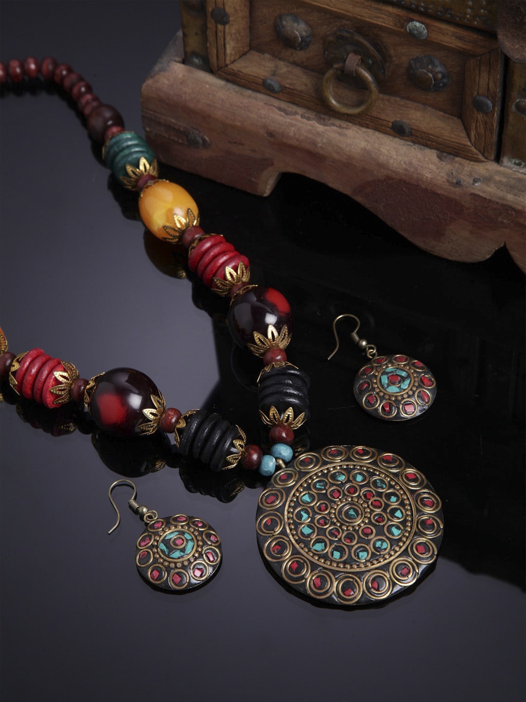 

Shining Diva Women Latest Oxidised Silver Traditional Jewellery Set, Multi