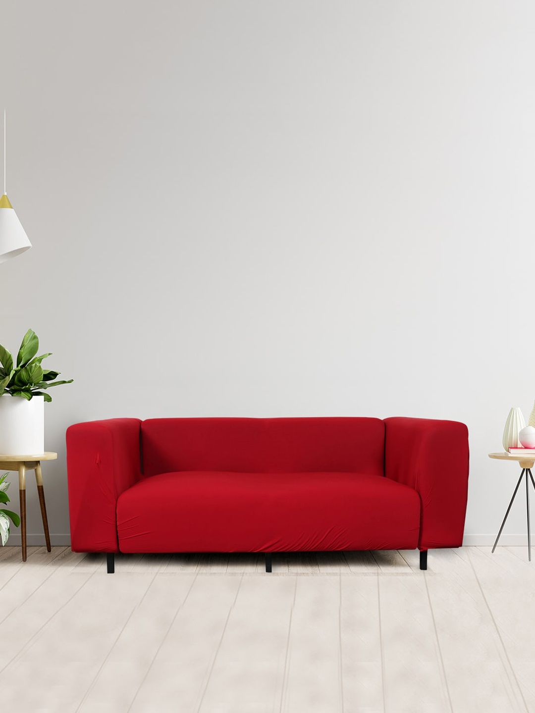

HOUSE OF QUIRK Red 4-Seater Stretchable Non-Slip Sofa Cover