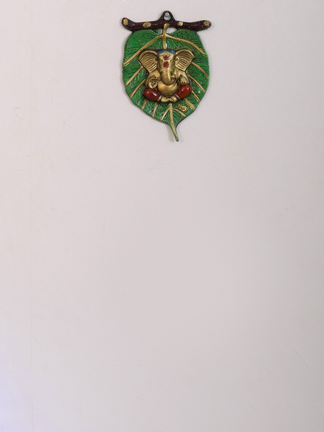 

eCraftIndia Gold-Toned & Green Metal Lord Ganesh Idol Wall Hanging