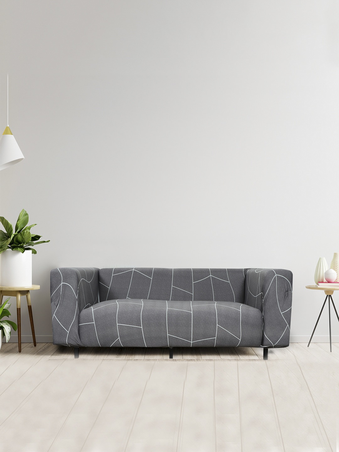 

HOUSE OF QUIRK Grey 1-Seater Stretchable Non-Slip Sofa Slipcover