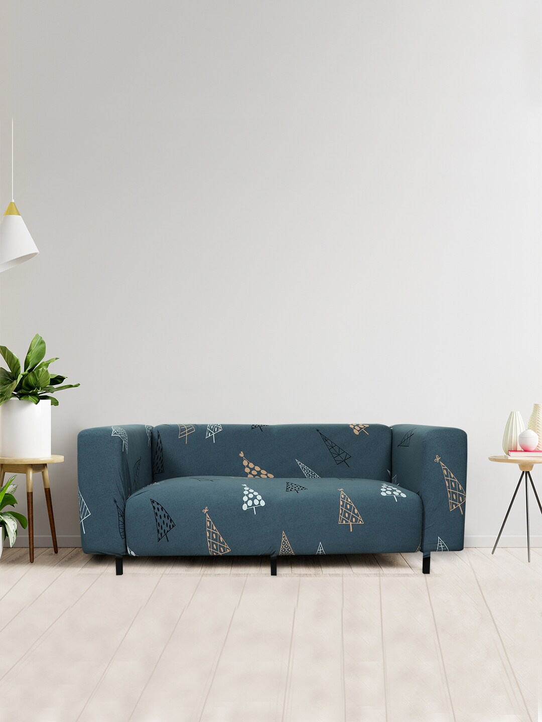 

HOUSE OF QUIRK Grey Printed 3-Seater Stretchable Non-Slip Sofa Cover