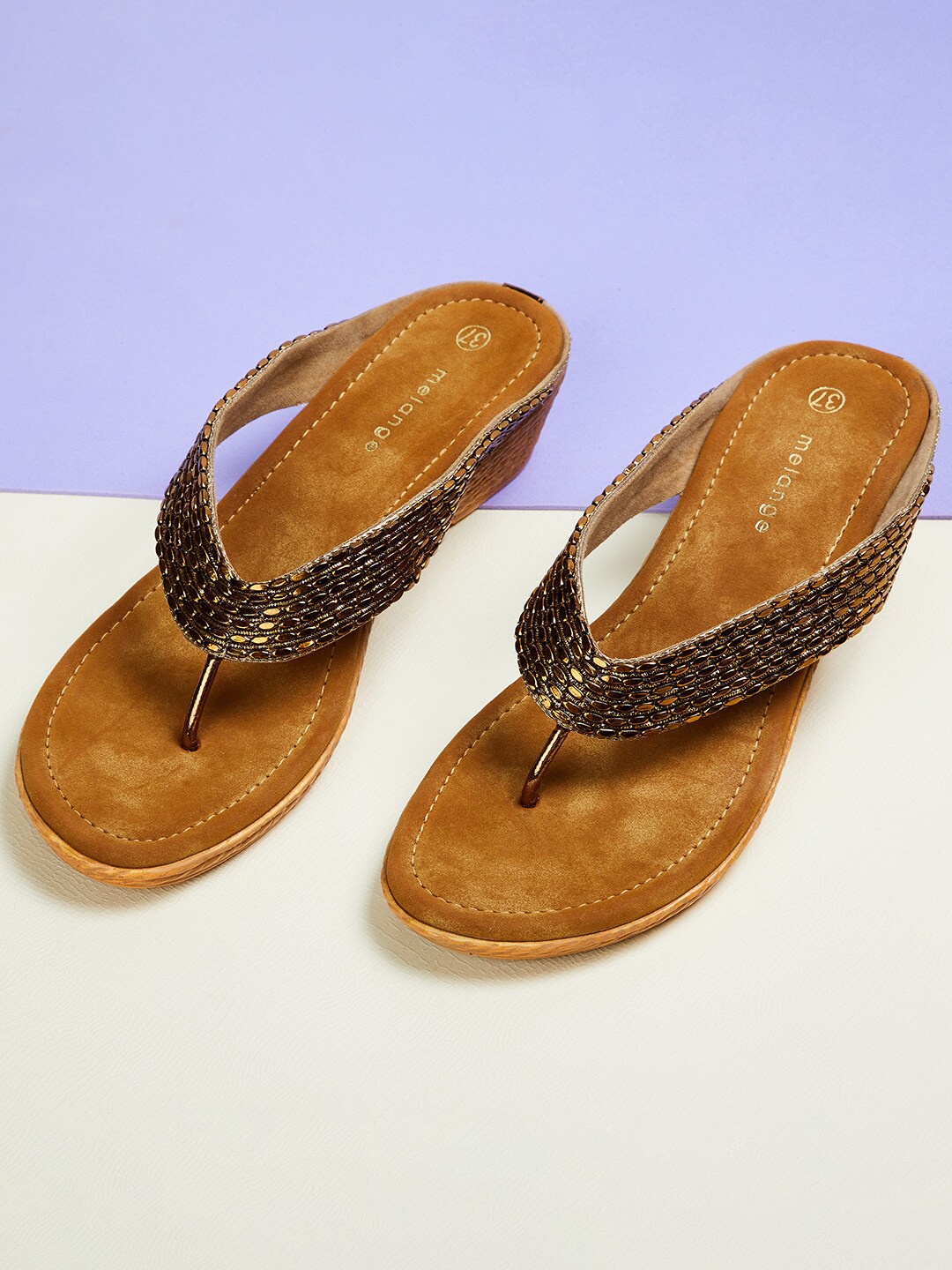 

Melange by Lifestyle Women Brown Embellished Platform Sandals