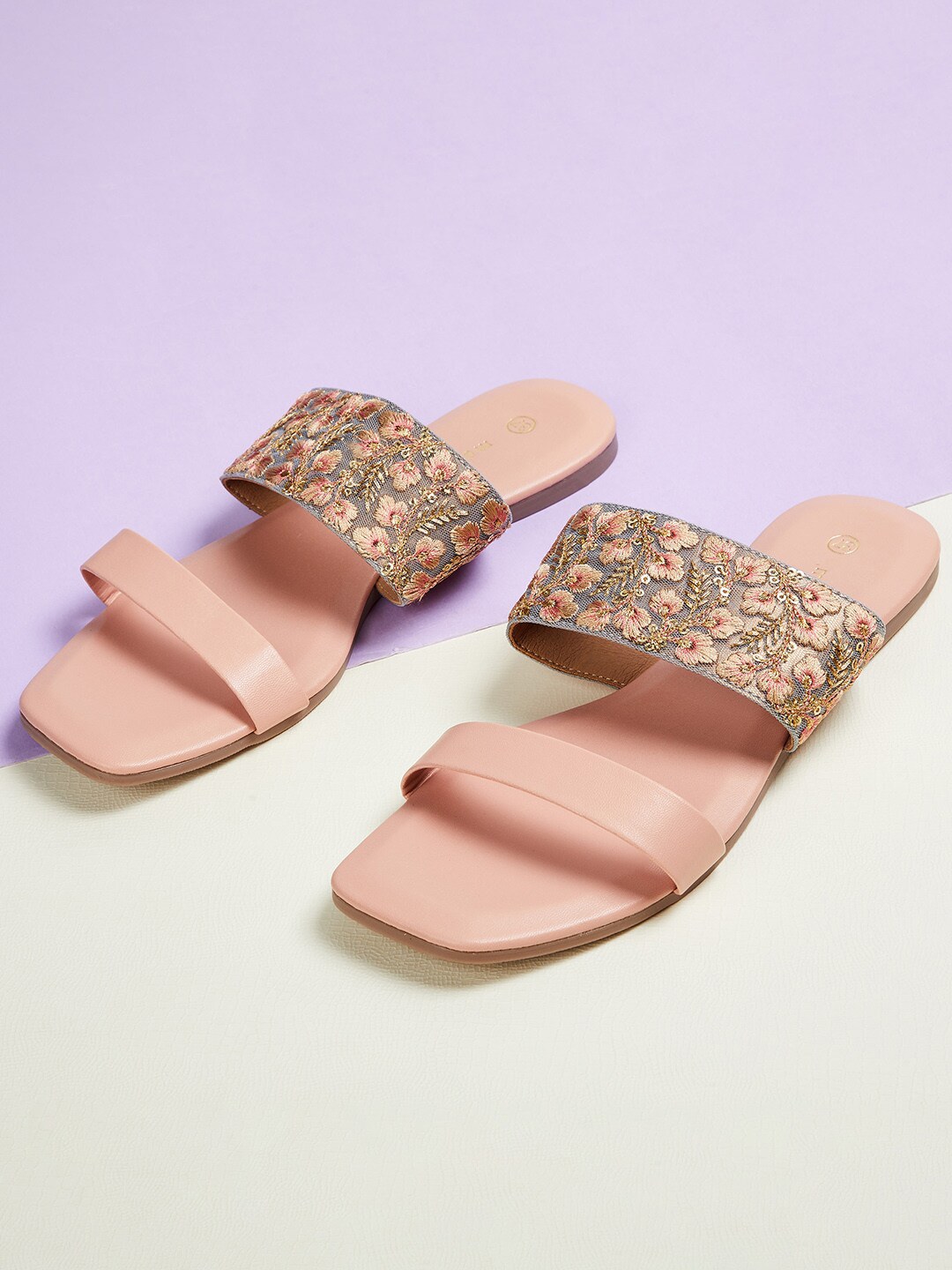 

Melange by Lifestyle Women Pink Embellished Open Toe Flats