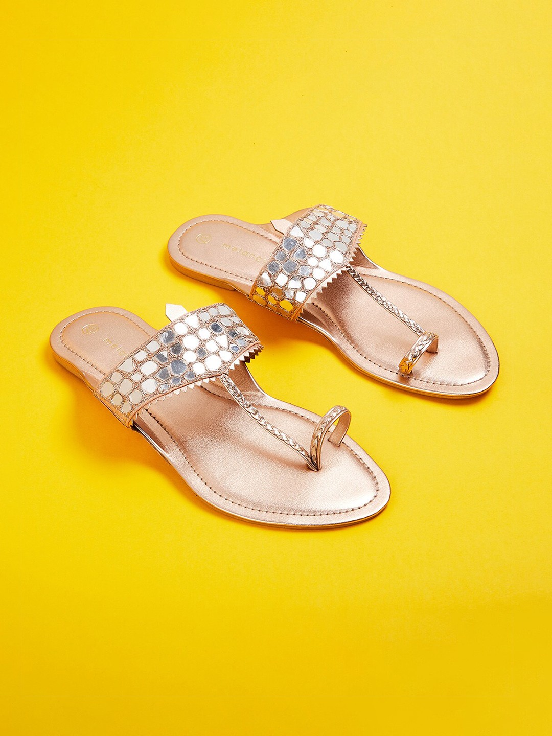 

Melange by Lifestyle Women Beige Embellished One Toe Flats