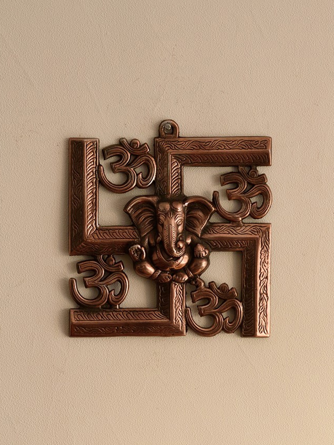 

eCraftIndia Copper-Toned Metal Lord Ganesh Idol Wall Hanging