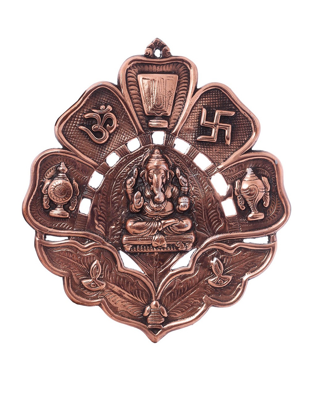 

eCraftIndia Copper-Toned Metal Lord Ganesh Idol Wall Hanging