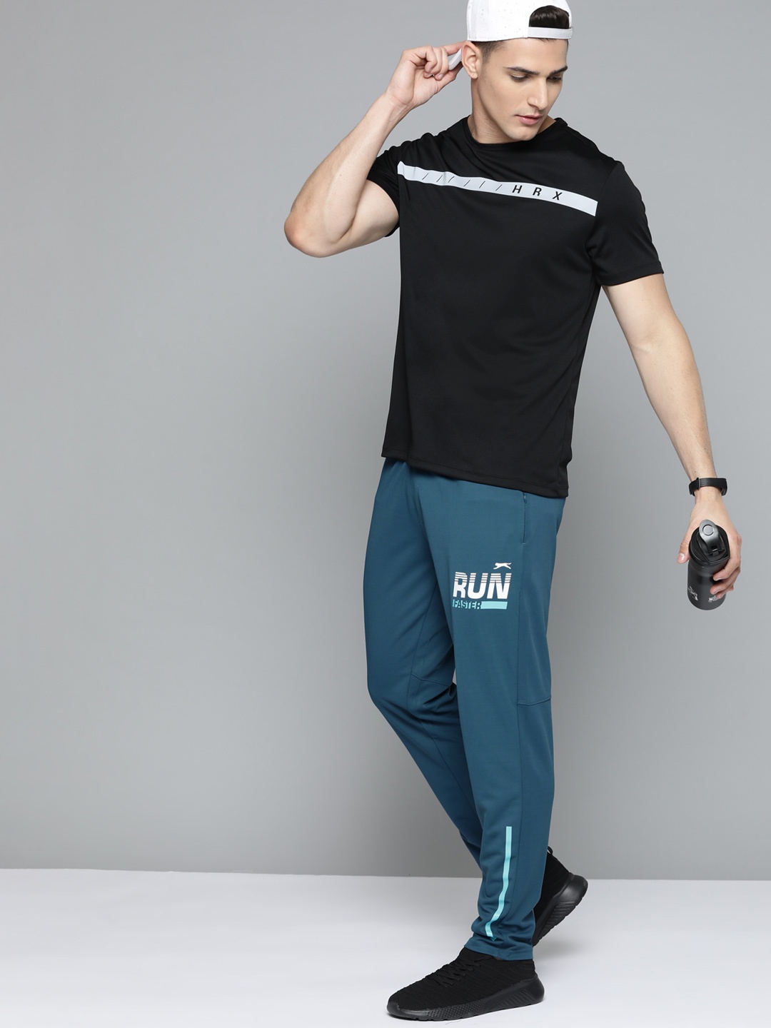 

Slazenger Men Teal Green Typography Printed Ultra-Dry Running Track Pants