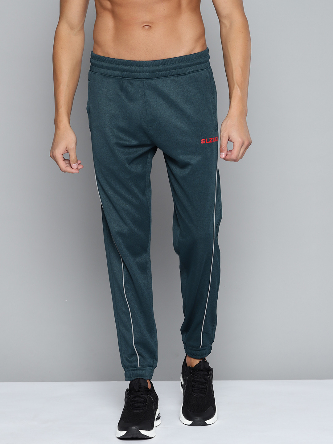 

Slazenger Men Teal Blue Brand Logo Printed Joggers
