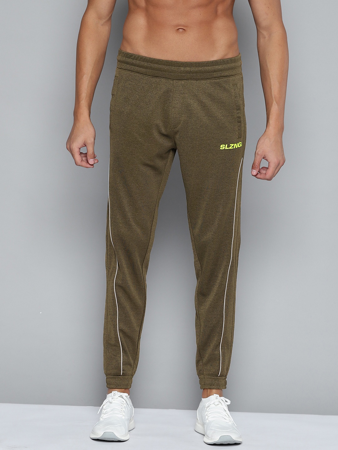 

Slazenger Men Olive Green Brand Logo Printed Joggers