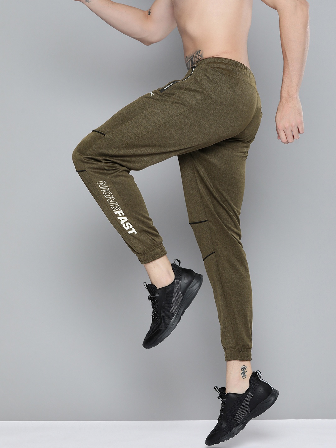 

Slazenger Men Olive Green Solid Running Track Joggers