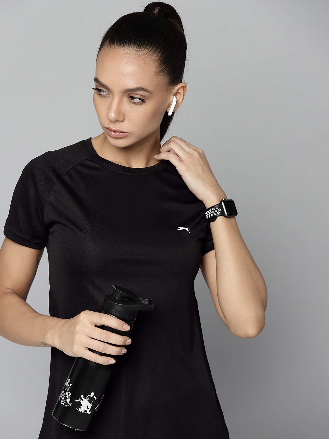 

Slazenger Women Black Anti Microbial Running T-shirt