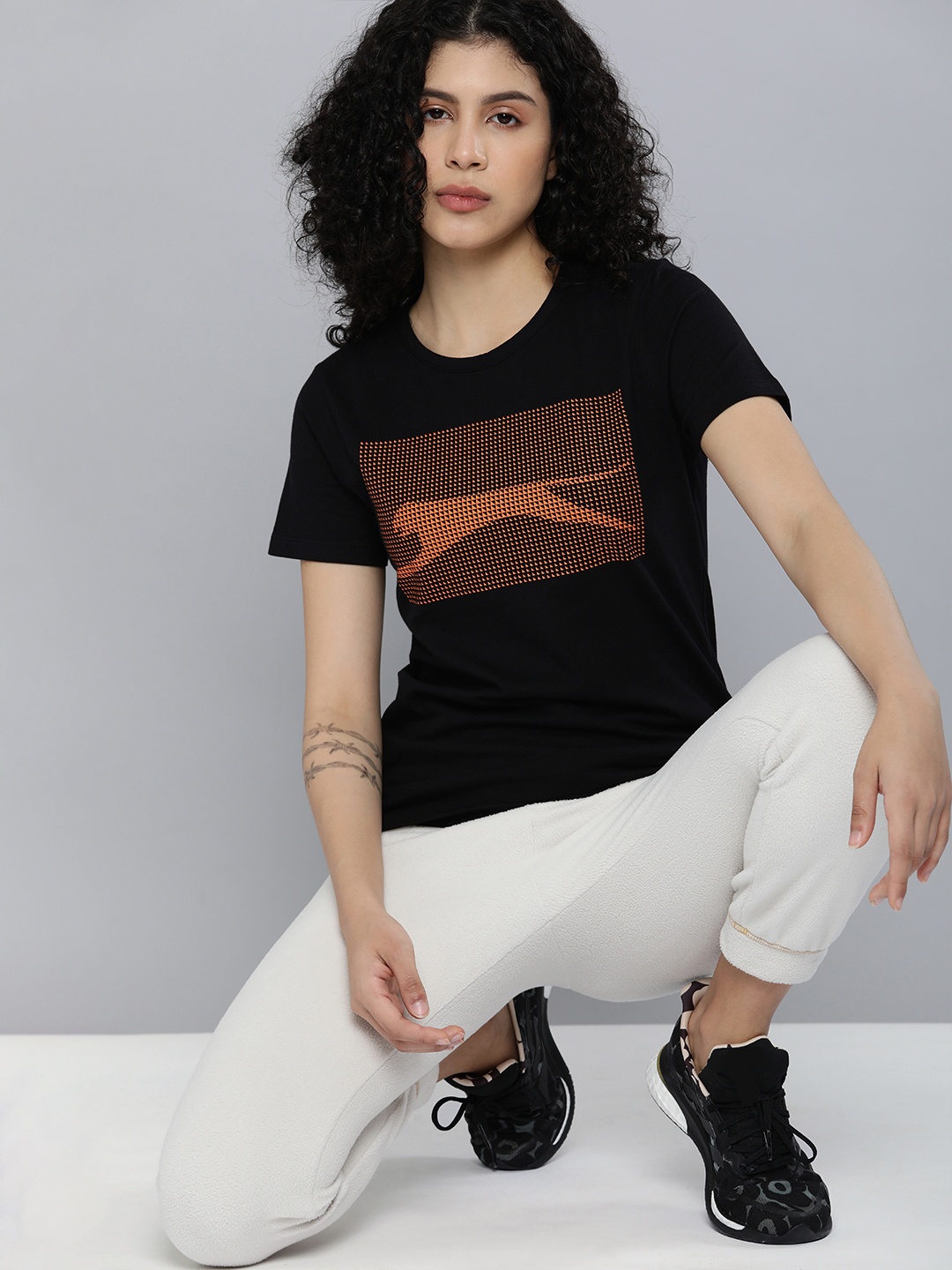 

Slazenger Women Black Brand Logo Printed T-shirt