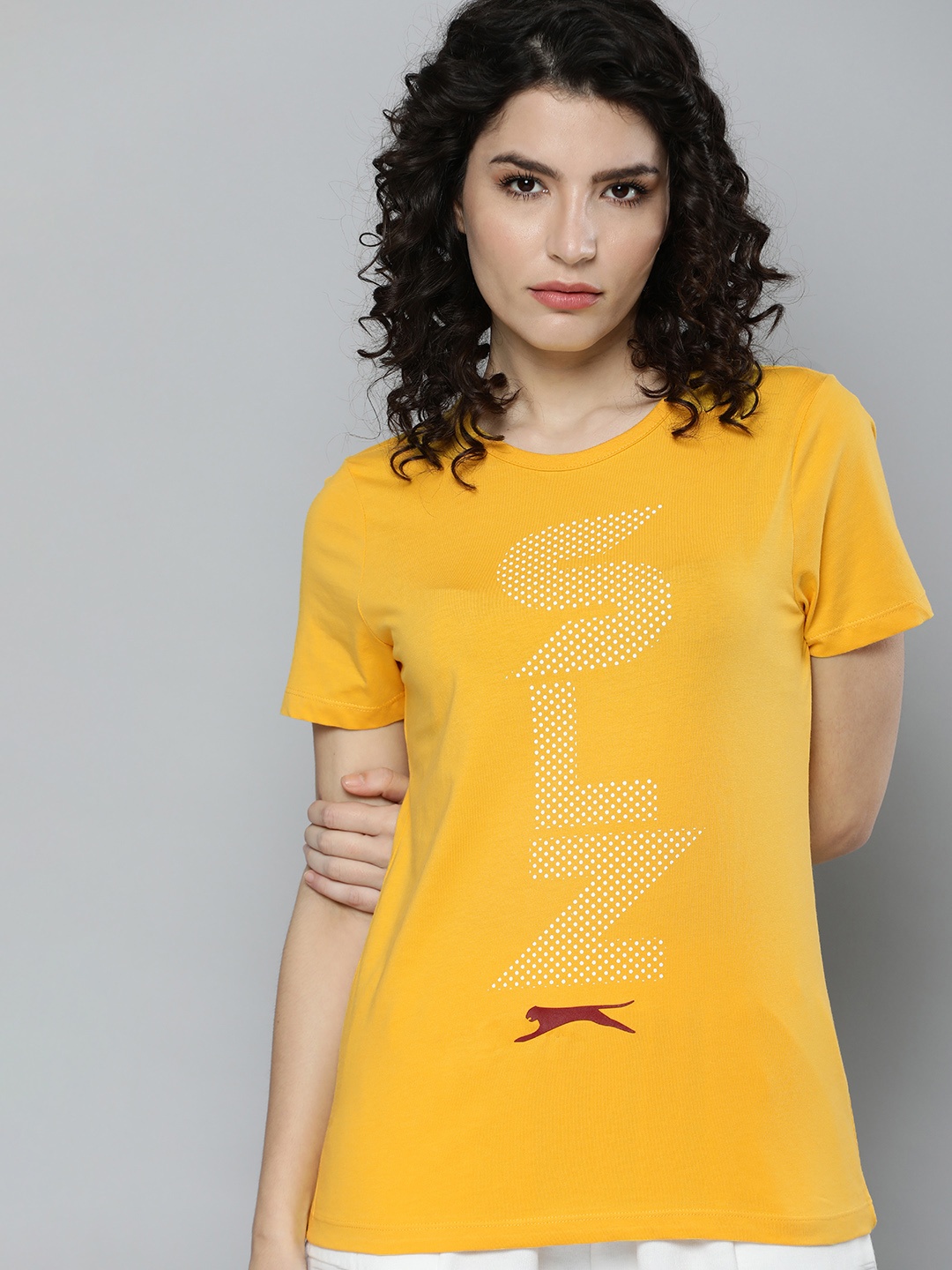 

Slazenger Women Yellow Typography Printed Athleisure T-shirt