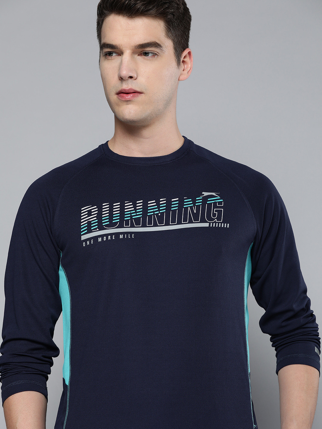 

Slazenger Men Navy Blue Printed Ultra Dry Running T-shirt