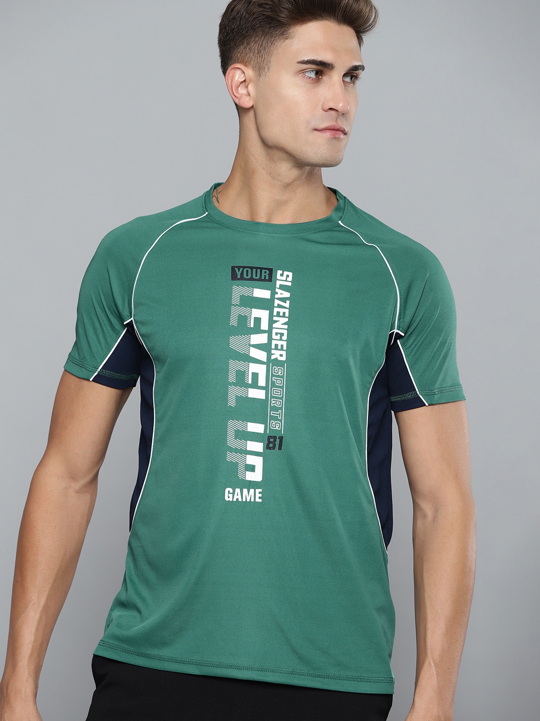 

Slazenger Men Green & White Typography Printed T-shirt