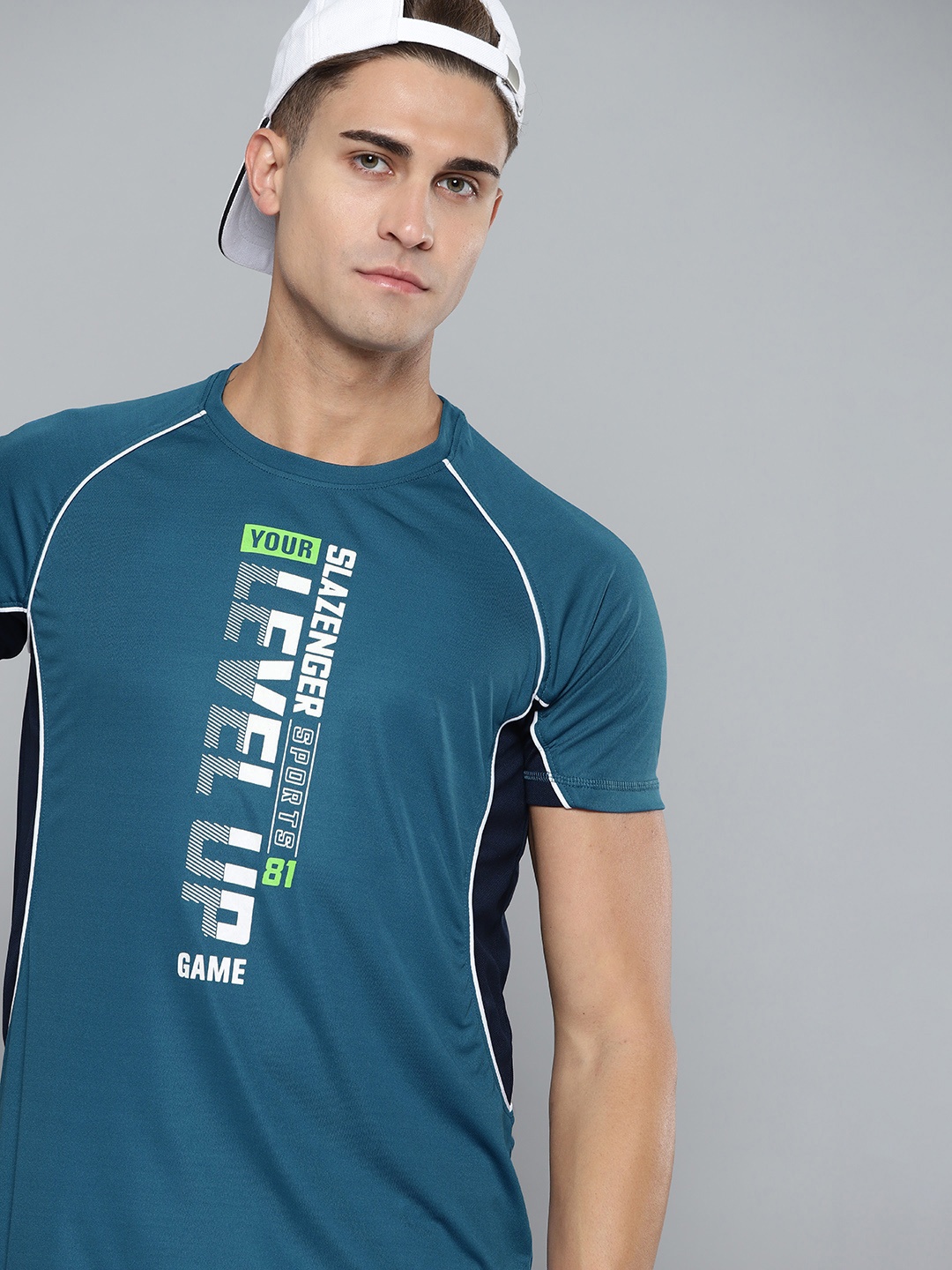 

Slazenger Men Teal Blue Typography Printed T-shirt