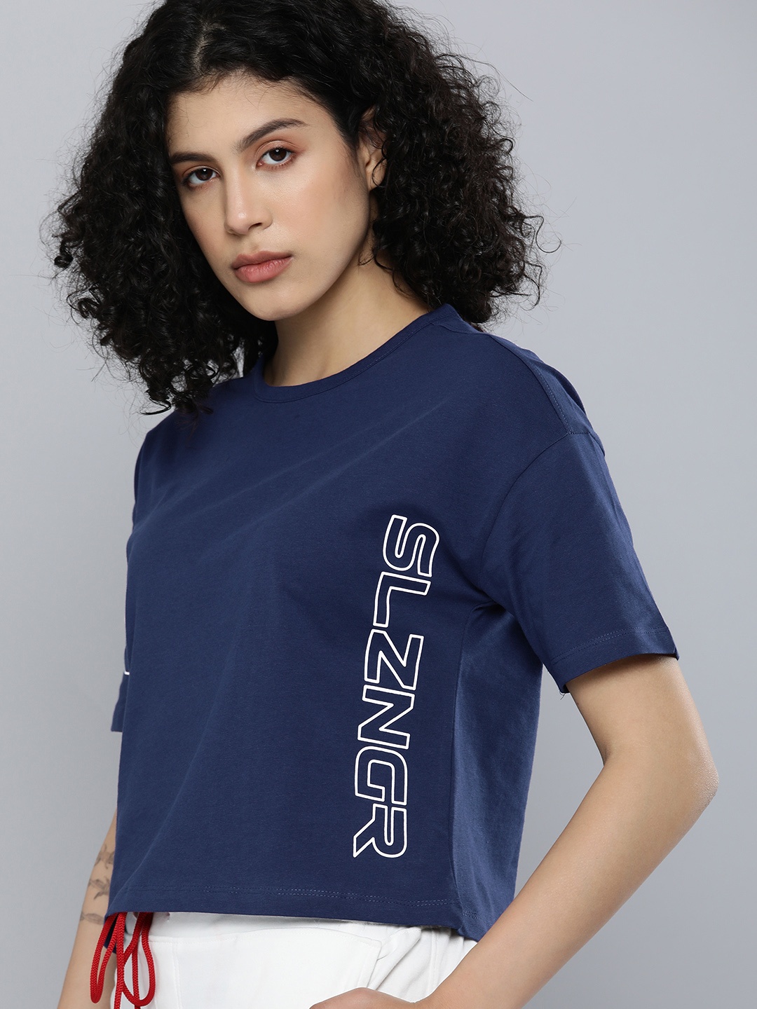 

Slazenger Women Blue Typography Printed T-shirt
