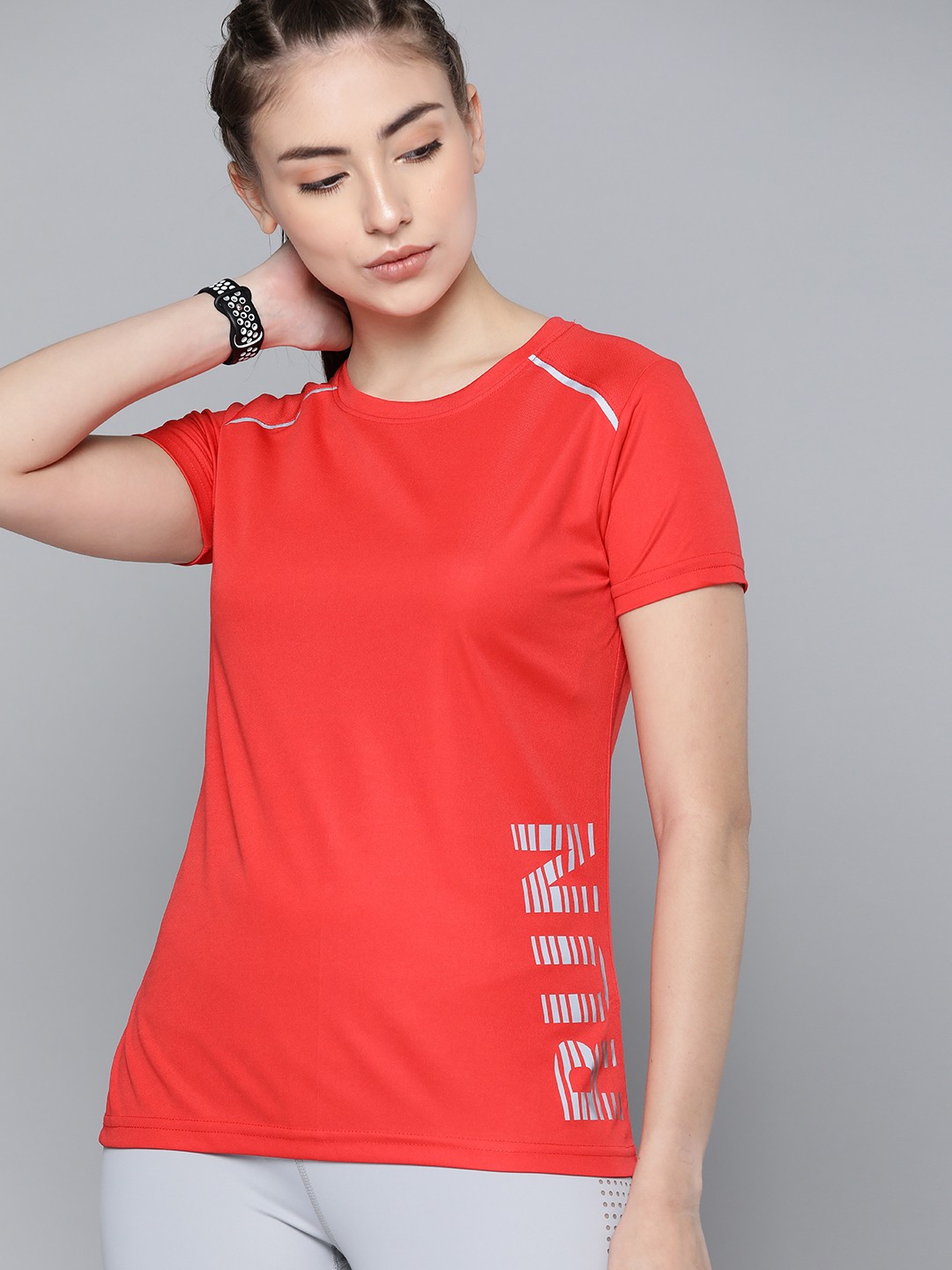

Slazenger Women Red Printed Active Running T-shirt with Anti Static technology