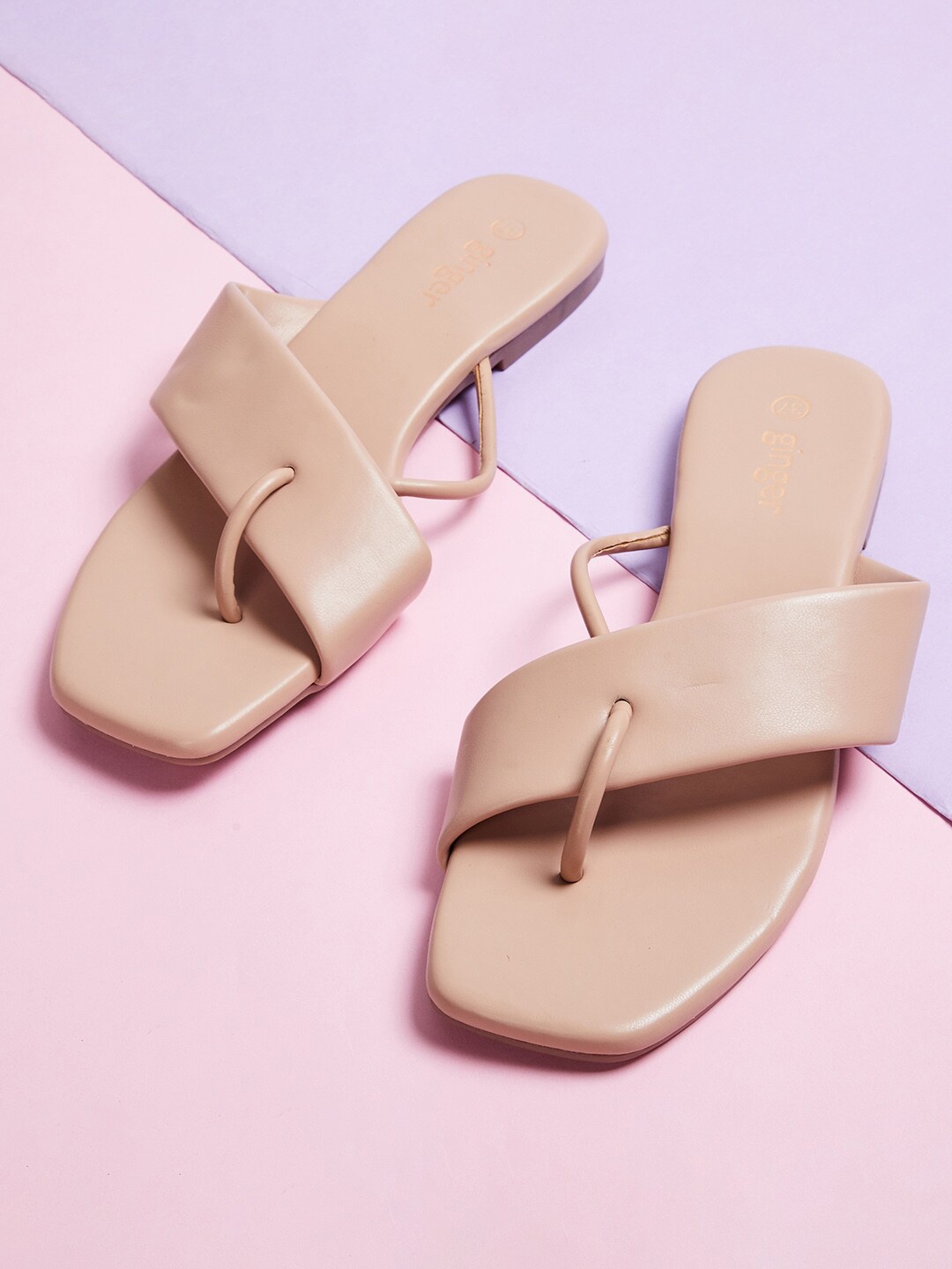 

Ginger by Lifestyle Women Taupe Open Toe Flats