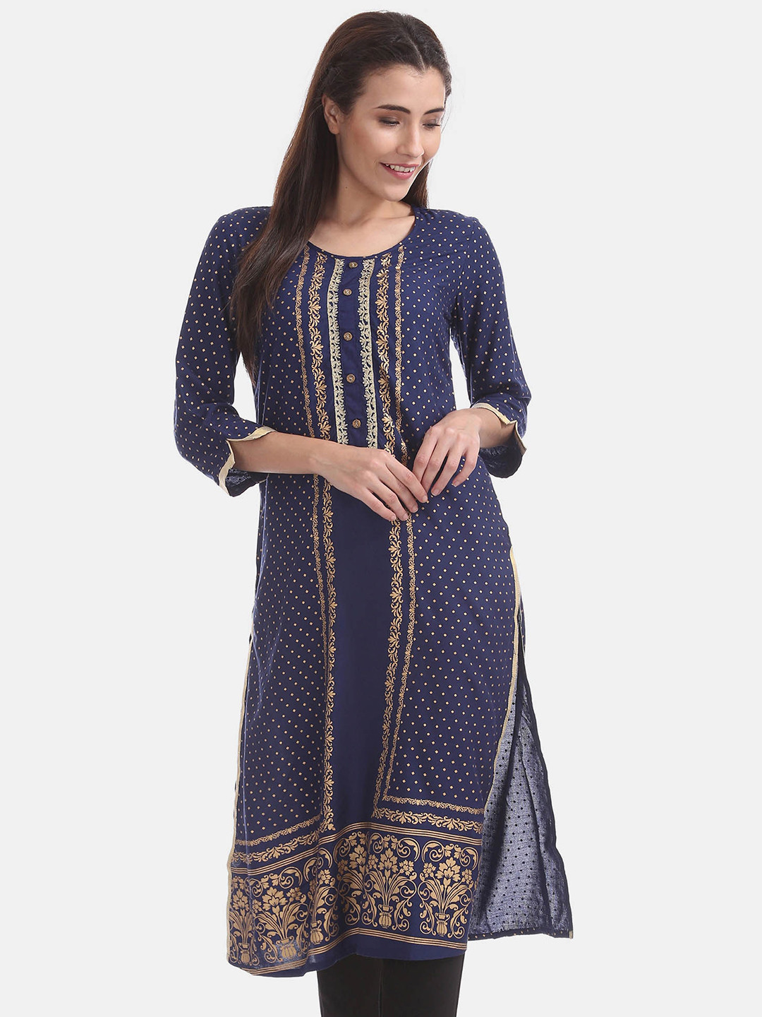 

Anahi Women Blue Geometric Printed Kurta