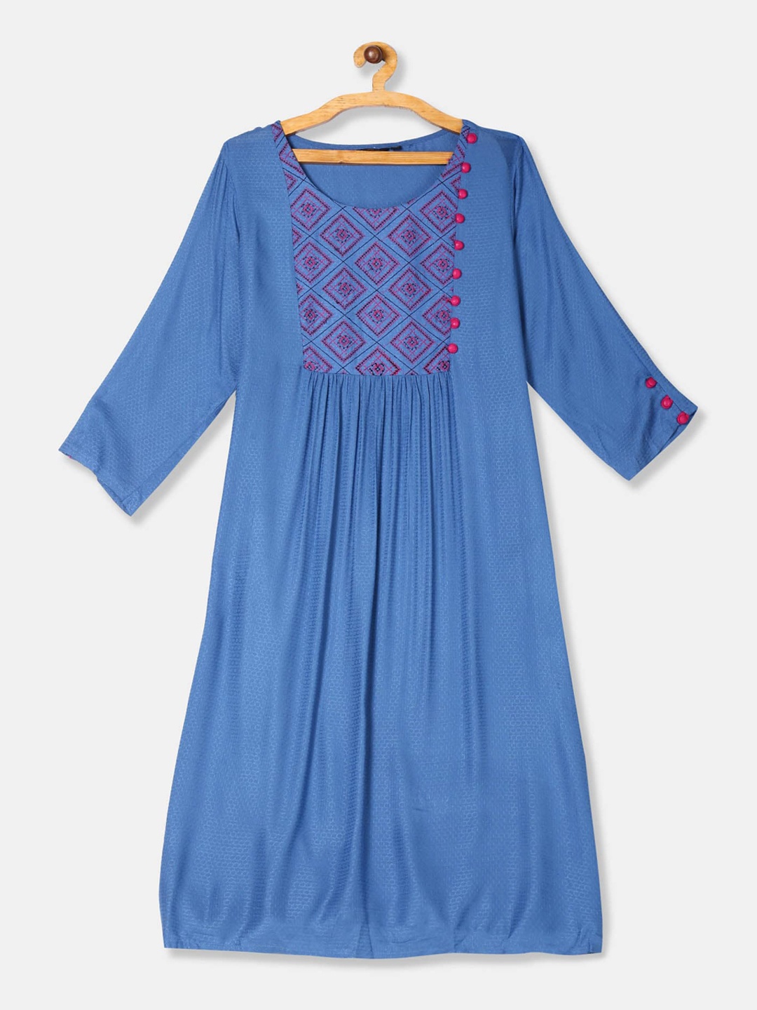 

Anahi Women Blue Geometric Yoke Design Anarkali Kurta