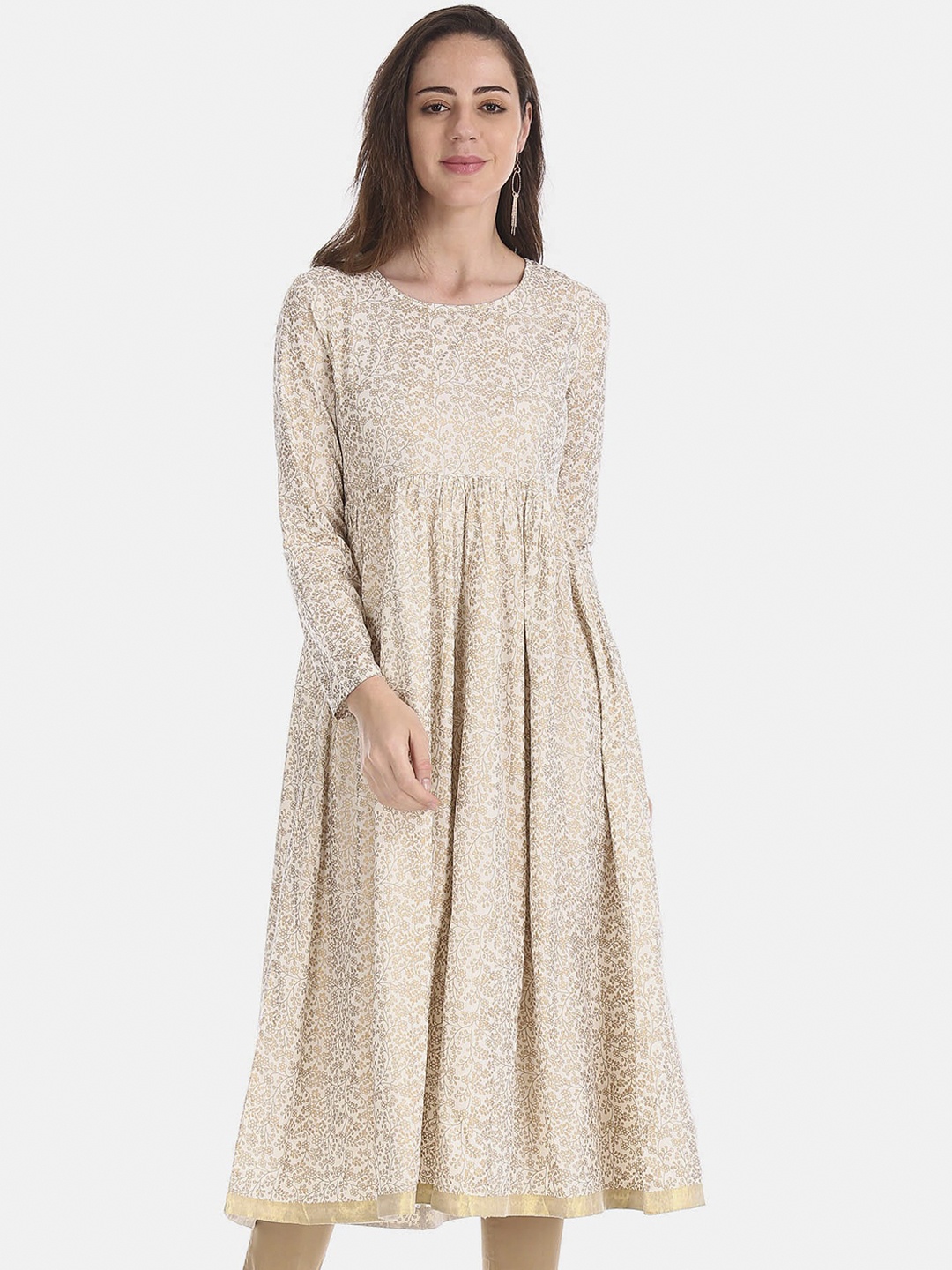

Anahi Women White Paisley Anarkali Kurta