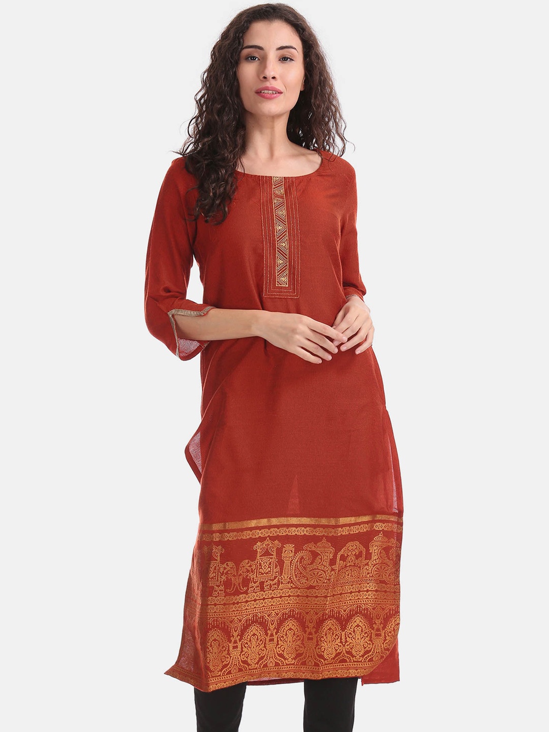 

Anahi Women Rust Red Ethnic Motifs Printed Kurta