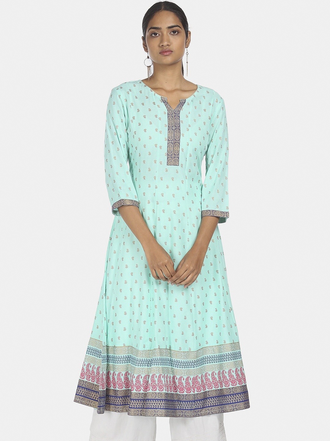 

Anahi Women Blue & Pink Ethnic Motifs Printed Anarkali Kurta